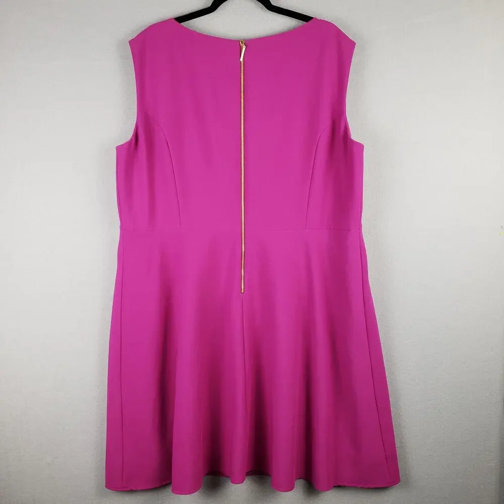 Tahari Women's Plus Size‎ 16W Sleeveless Shift Dress Magenta Pink Cocktail Party